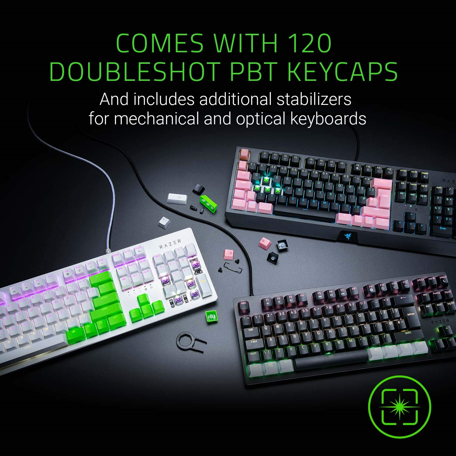 RAZER PBT Keycap & Coiled Cable - UK/US Layout, Quartz Pink - 5